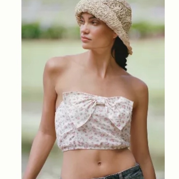Brand new by Anthropologie floral bow bustier top - Picture 1 of 2
